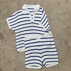 Amazon Blue & White Striped Knit Matching Set